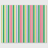 Festive Green Red Gold Blue Vertical Stripes ラッピングペーパー (フラット)