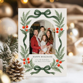 Festive Green Ribbon Christmas Card シーズンカード