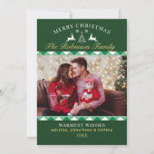Festive Green Tartan Plaid Christmas Photo 招待状 (正面)