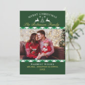 Festive Green Tartan Plaid Christmas Photo 招待状 (スタンド正面)