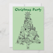 festive green tree Christmas Party Invitation 招待状 (正面)