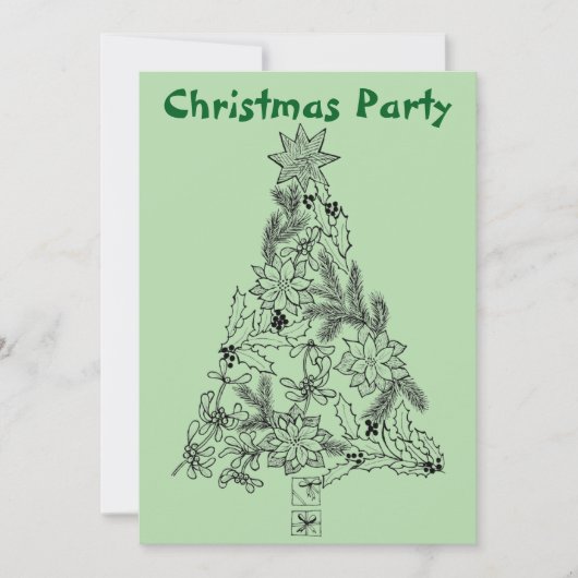  festive green tree Christmas Party Invitation 招待状 (正面)