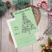  festive green tree Christmas Party Invitation 招待状