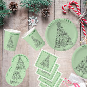 festive green tree Christmas Party Invitation 招待状