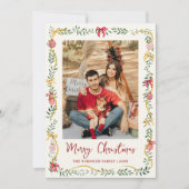Festive Greenery & Bows Merry Christmas 1 Photo シーズンカード (正面)