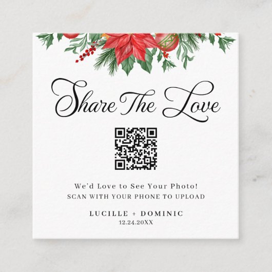 Festive Greenery Holiday Wedding Share The Love エンクロージャーカード (正面)