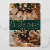 Festive Greeting | Merriest Christmas 2 Photo 箔シーズンカード (正面)