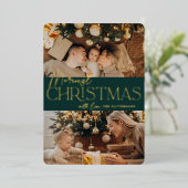 Festive Greeting | Merriest Christmas 2 Photo 箔シーズンカード (立ち正面)