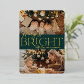 Festive Greeting | Merry & Bright Two Photo 箔シーズンカード (立ち正面)