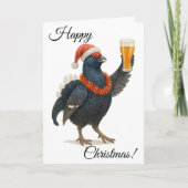 Festive Grouse, Santa Hat & beer Christmas card カード (正面)