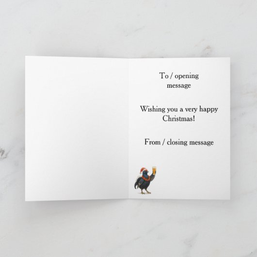 Festive Grouse, Santa Hat & beer Christmas card カード (内部)