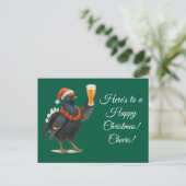 Festive Grouse with Santa Hat Christmas postcard ポストカード (スタンド正面)