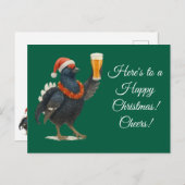 Festive Grouse with Santa Hat Christmas postcard ポストカード (正面/裏面)