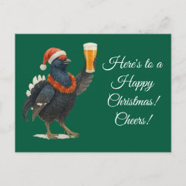 Festive Grouse with Santa Hat Christmas postcard ポストカード
