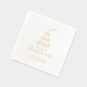 Festive Hand Drawn Cheers to New Year Party Gold 箔ナプキン (左)