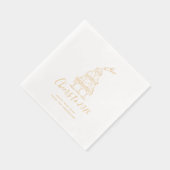 Festive Hand Drawn Cheers to New Year Party Gold 箔ナプキン (右)