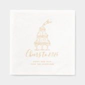 Festive Hand Drawn Cheers to New Year Party Gold 箔ナプキン (正面)