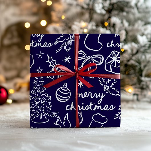 Festive Hand Drawn Christmas Wrapping Paper ラッピングペーパー
