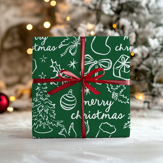 Festive Hand Drawn Christmas Wrapping Paper ラッピングペーパー