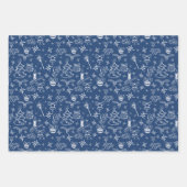 Festive Hand Drawn Doodles Christmas Pattern ラッピングペーパーシート (正面3)
