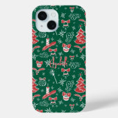 Festive Hand Drawn Doodles Custom Name  Case-Mate iPhoneケース (裏面)
