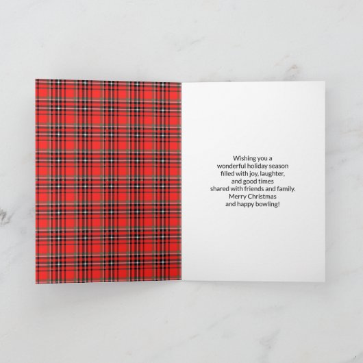 Festive Happy Holidays Bowling with Snowflakes カード (内部)