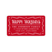 Festive Happy Holidays elegant red return address ラベル (正面)
