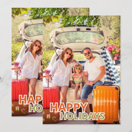 Festive Happy Holidays Greeting Card (正面/裏面)