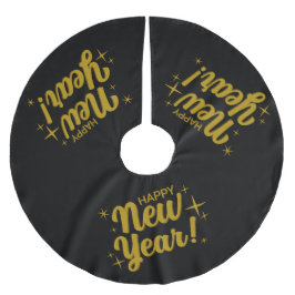 Festive Happy New Year ブラッシュドポリエステルツリースカート