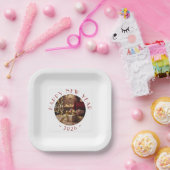 Festive Happy New Year Custom Photo Text Party ペーパープレート (パーティー)