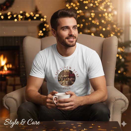 Festive Happy New Year Custom Photo Text Party Tシャツ