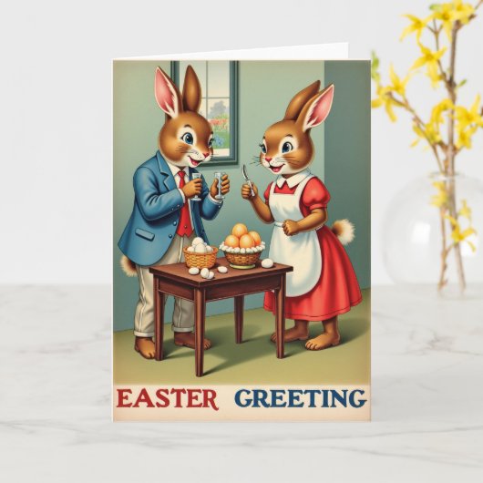 Festive Hare Holiday Egg Card カード (黄色い花)