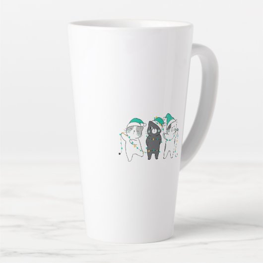 festive hats, Christmas lights カフェラテマグ (右アングル)