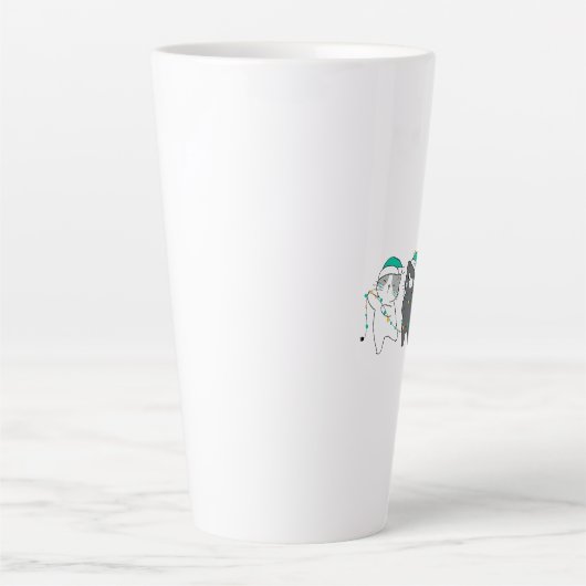 festive hats, Christmas lights カフェラテマグ (正面)