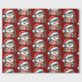 Festive Hedgehog, Cute Holiday, Christmas ラッピングペーパー (フラット)