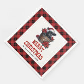 Festive highland cow red black tartan napkins (コーナー)