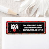 Festive Holiday Bowling Return Address  ラベル (インサイチュ)