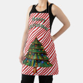 Festive Holiday Candy Cane Merry Christmas Tree エプロン (インサイチュ)