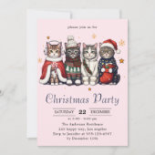  Festive Holiday Cat | Cute Christmas Cats Party   招待状 (正面)