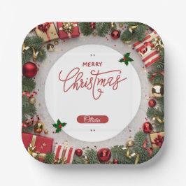 Festive Holiday Celebration Party Design ペーパープレート