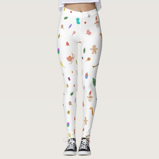 Festive Holiday Christmas Leggings Pants for Women レギンス (正面)