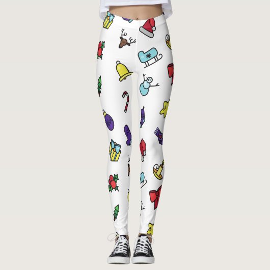 Festive Holiday Christmas Leggings Pants for Women レギンス (正面)