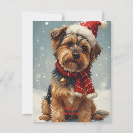 Festive Holiday Dog Flat Holiday Card シーズンカード (正面)