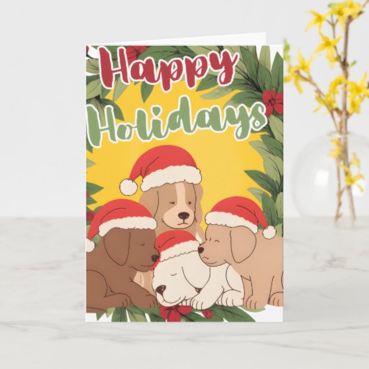 Festive Holiday Folded Greeting Card カード (黄色い花)