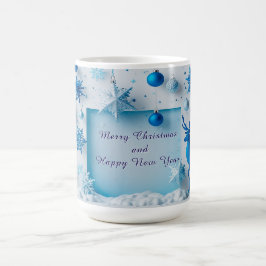 Festive Holiday Frame Ornaments and Snowflakes コーヒーマグカップ