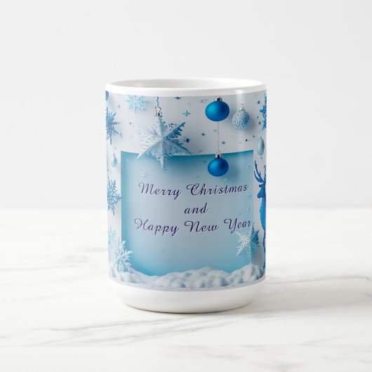 Festive Holiday Frame Ornaments and Snowflakes コーヒーマグカップ (中央)