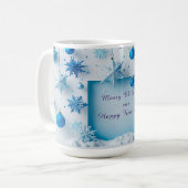 Festive Holiday Frame Ornaments and Snowflakes コーヒーマグカップ (正面左)