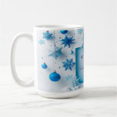 Festive Holiday Frame Ornaments and Snowflakes コーヒーマグカップ (左)