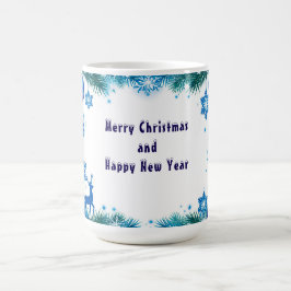 Festive Holiday Frame Ornaments and Snowflakes コーヒーマグカップ