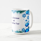 Festive Holiday Frame Ornaments and Snowflakes コーヒーマグカップ (正面右)